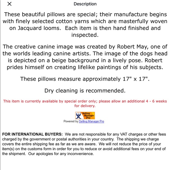 Robert May white terrier woven pillow - Picture 9 of 9